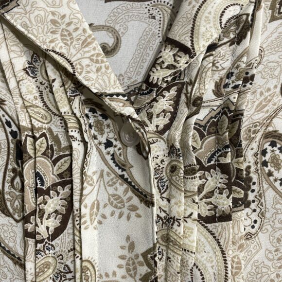 Croft & Barrow Women’s Top XL Brown Paisley Print Autumn Casual Workware Blouse - Picture 2 of 13
